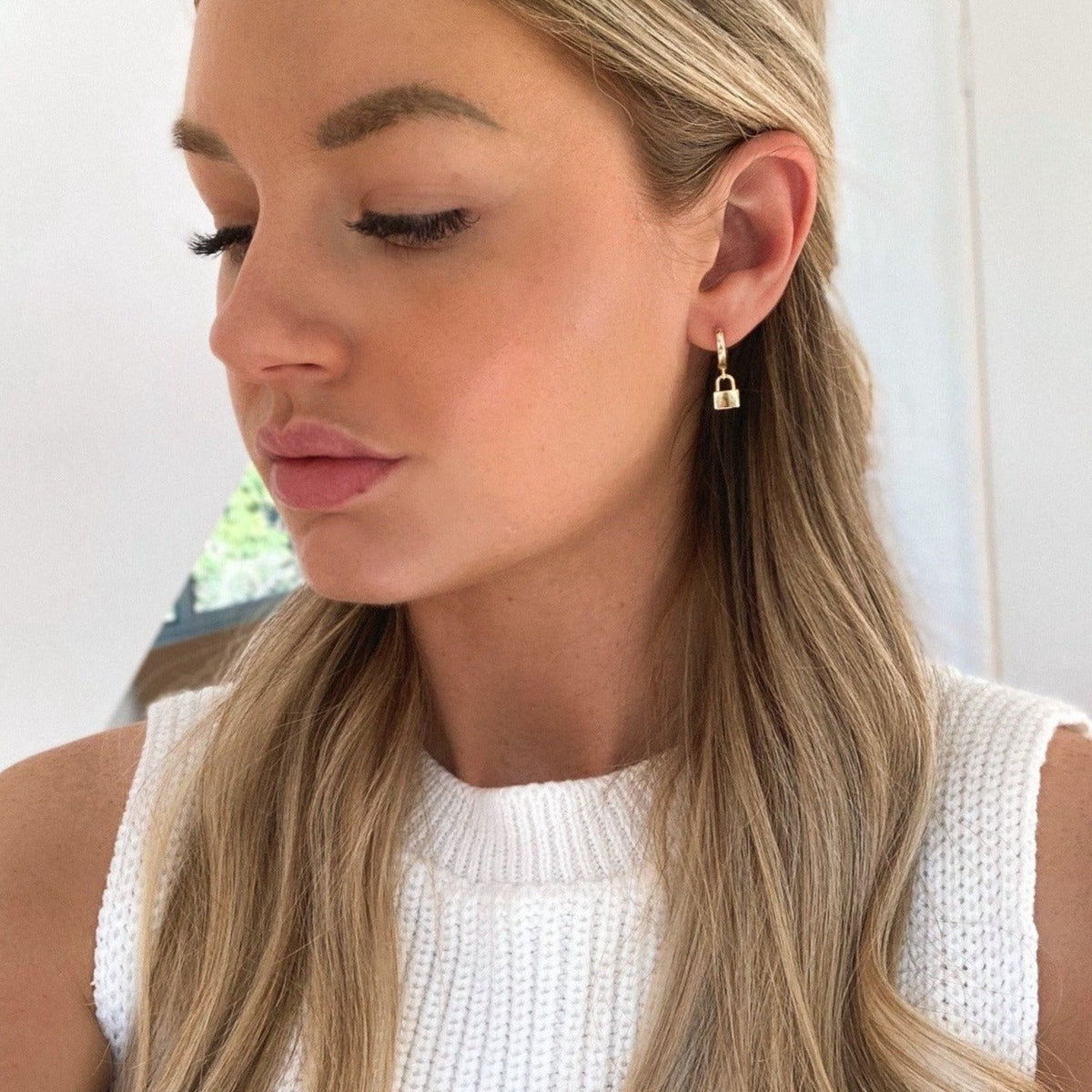 Micha Padlock Huggie Earrings