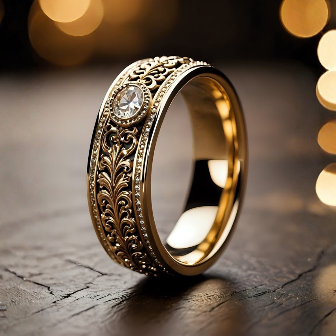 Royal Vintage Engraved Gold Ring