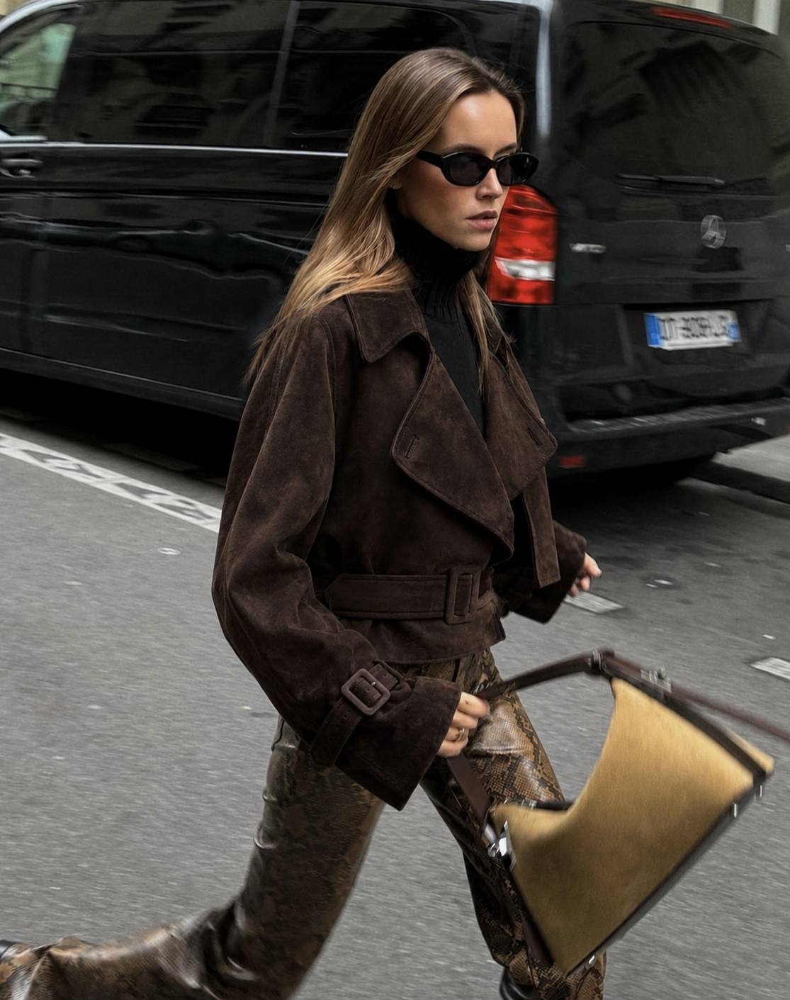 Banbury Faux Suede Cropped Trench Jacket