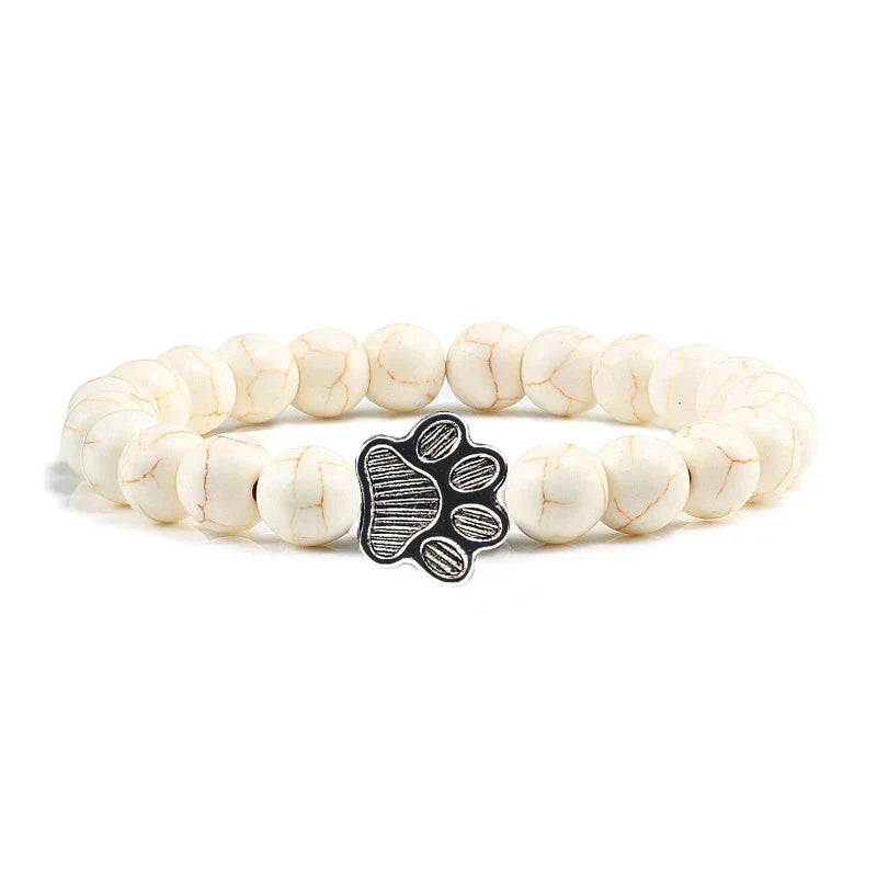 Beaded Paw Bracelet – Natural Stone Design
