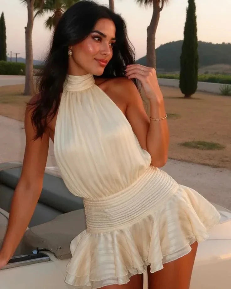 Rosella Pleated Halterneck Dress
