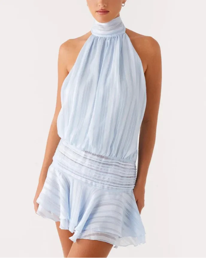 Rosella Pleated Halterneck Dress