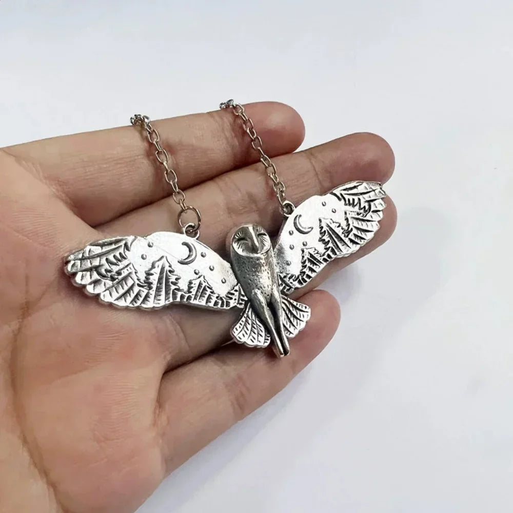 Vintage Owl Moon Necklace