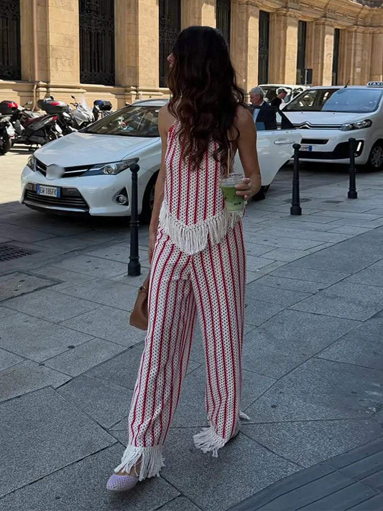 Kendall Striped Fringe Two-Piece Set