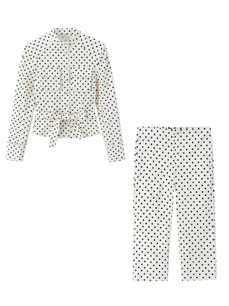 Vintage Century Polka Dot Belted Jacket & Capri Set