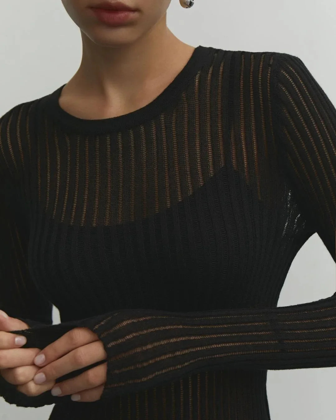 Kendall Ribbed Sheer Top