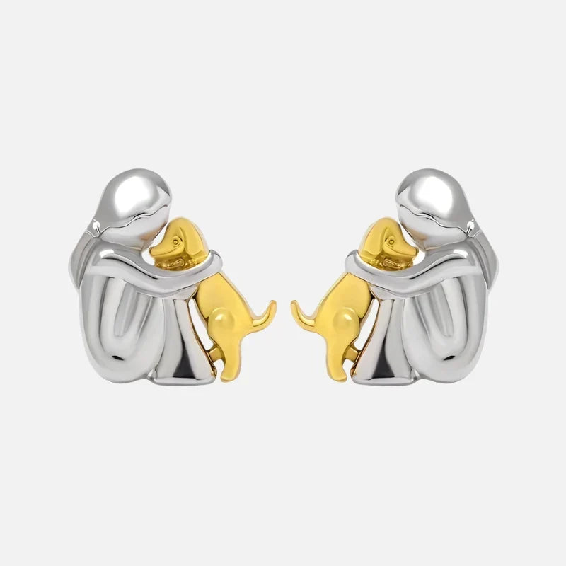 Silver and Gold Two-Tone Hug Earrings