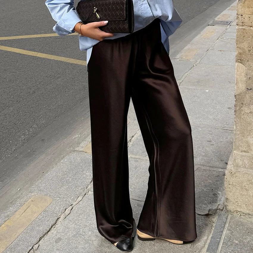 Diana Tricot Satin Flare Leg Pants