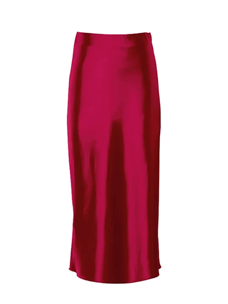 Diana Tricot Satin Midi Skirt