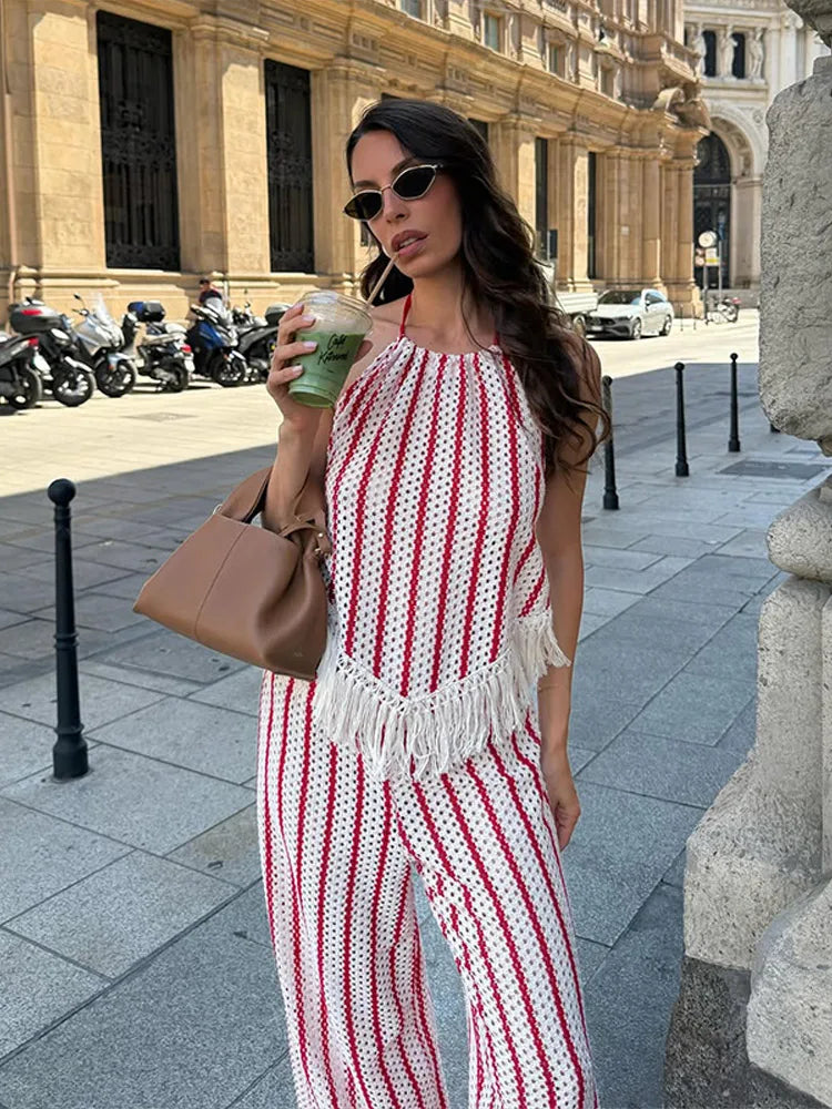 Kendall Striped Fringe Two-Piece Set