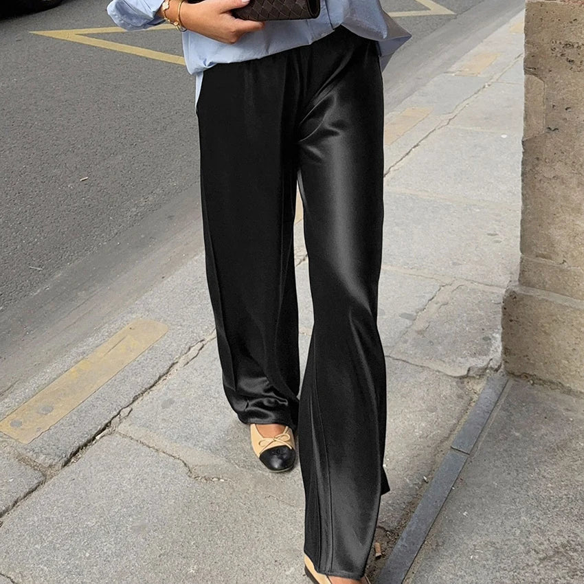 Diana Tricot Satin Flare Leg Pants