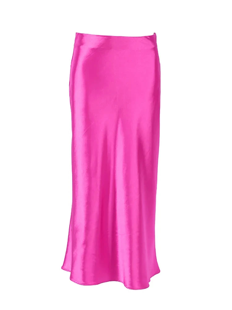 Diana Tricot Satin Midi Skirt