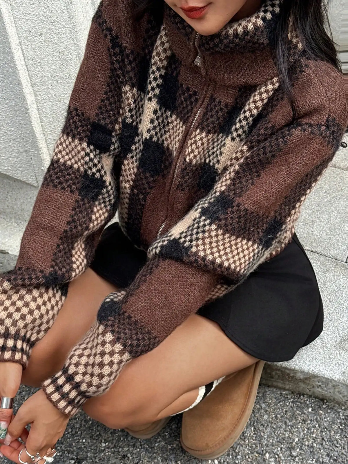 Jacques Vintage Plaid Knit Jacket