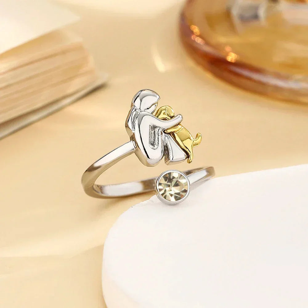 Elegant Dog Embrace Ring