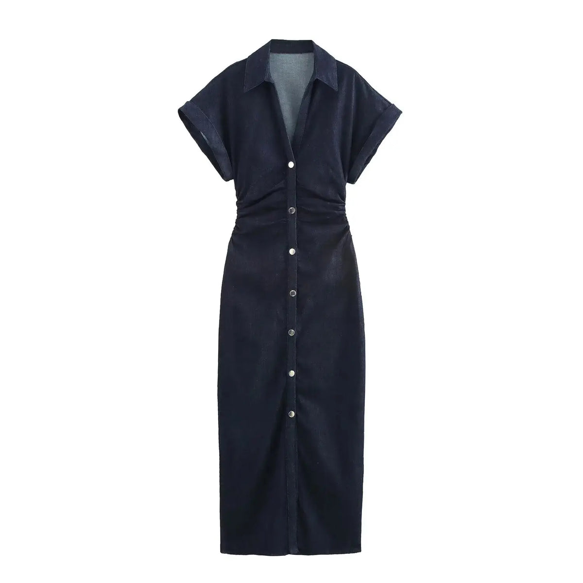 Diana Tricot Snatched Waist Denim Midi Dress