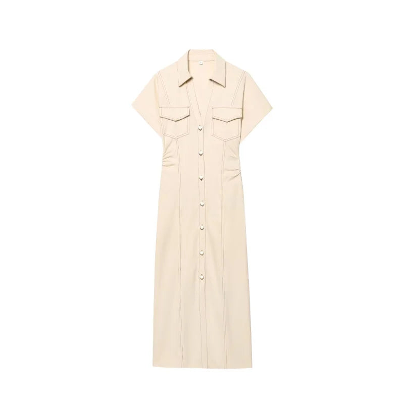 Diana Tricot Snatched Waist Denim Midi Dress