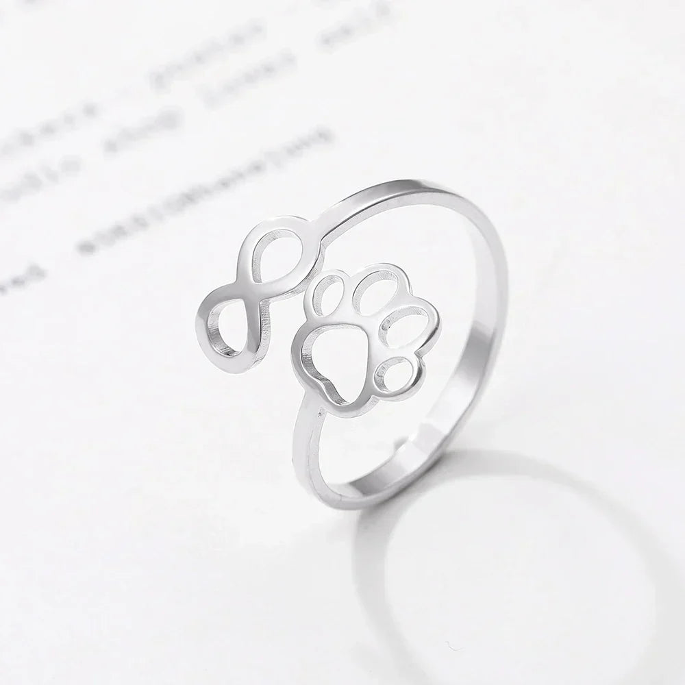 Adjustable Infinity Paw Ring – Stainless Steel