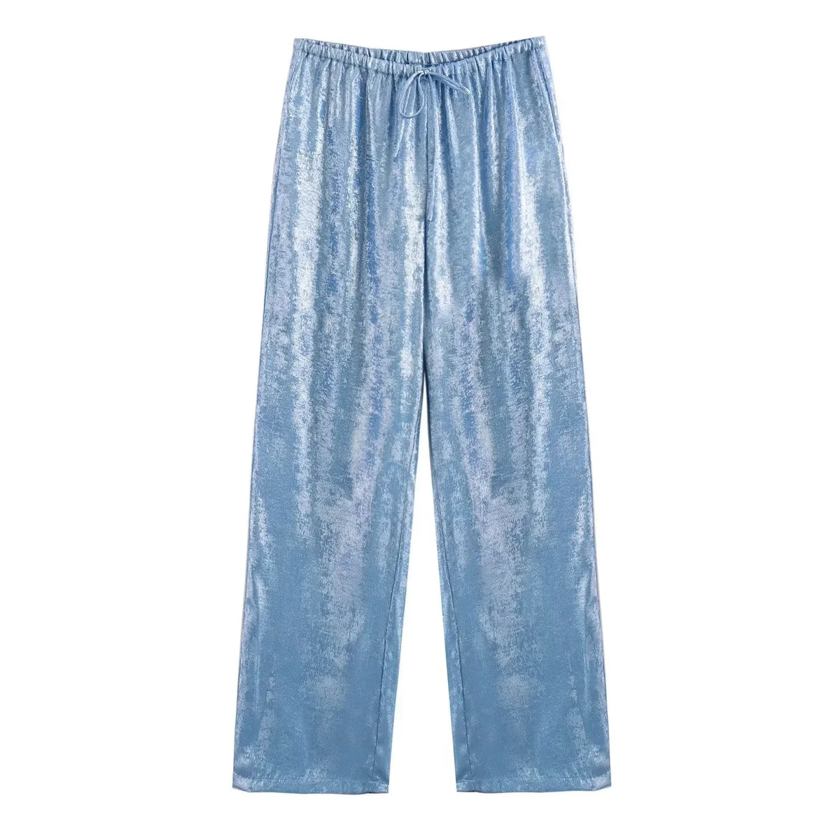 Mach & Aliza Blue Foiled Wide-Leg Pants