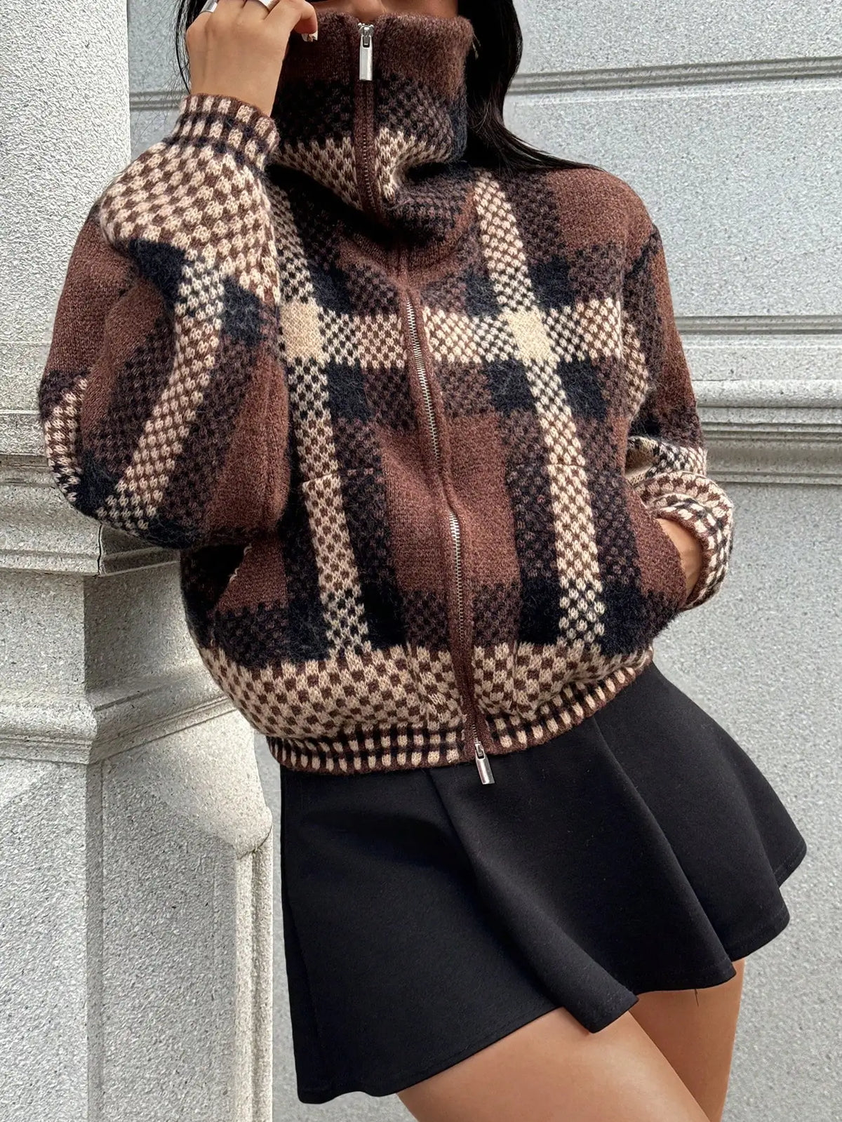 Jacques Vintage Plaid Knit Jacket