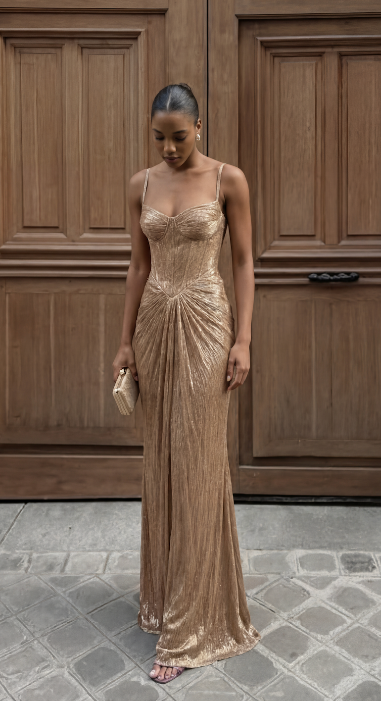 Ginevra Corset Pleated Gown