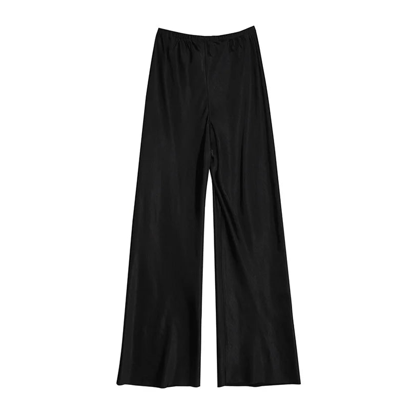 Diana Tricot Satin Wide-Leg Pants