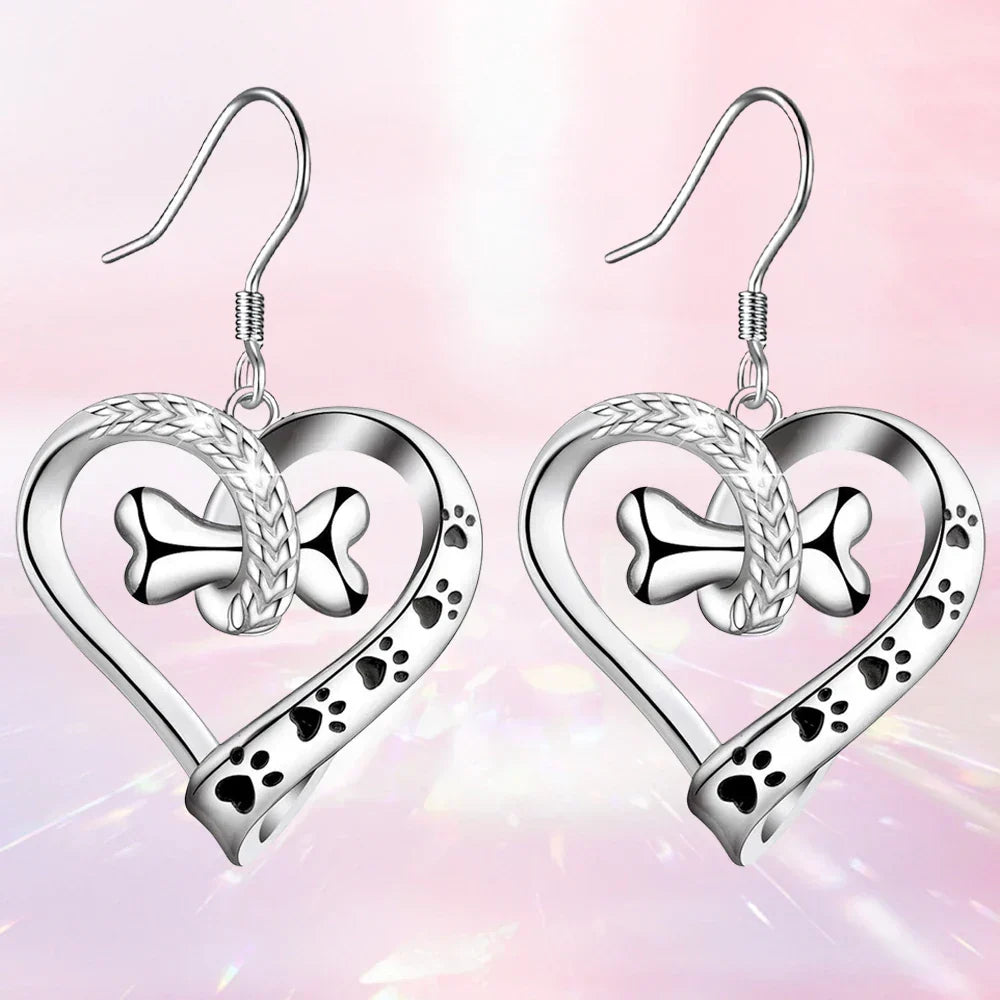 2-Piece Jewelry Set with Paw, Heart & Bone Charms