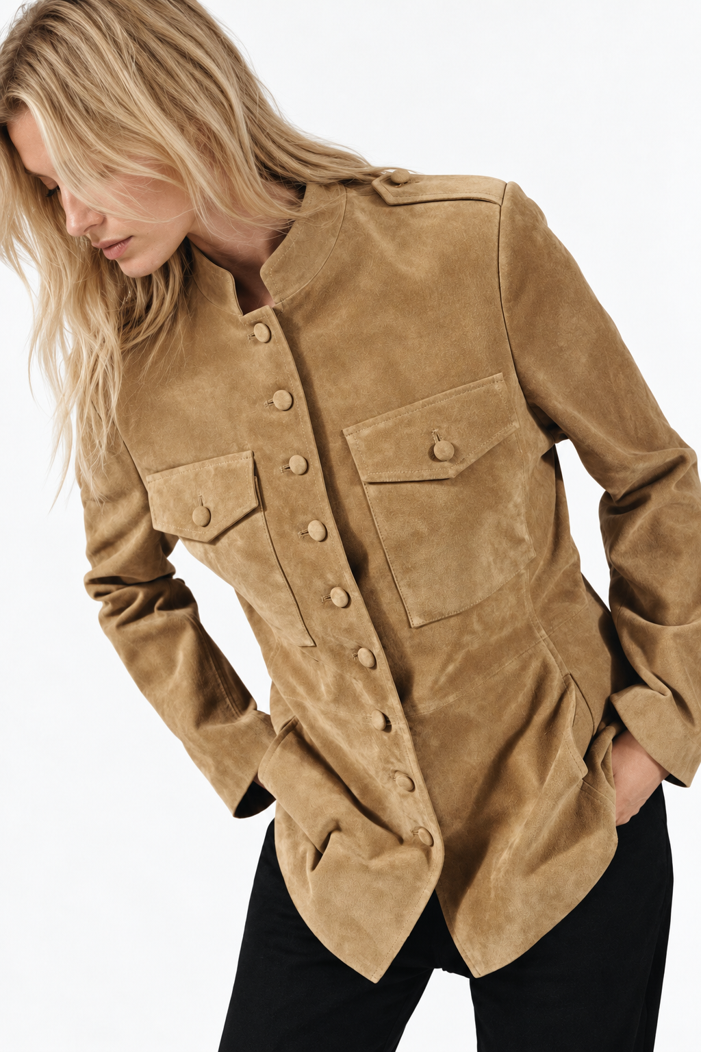 Banbury Military Suede Jacket in Camel