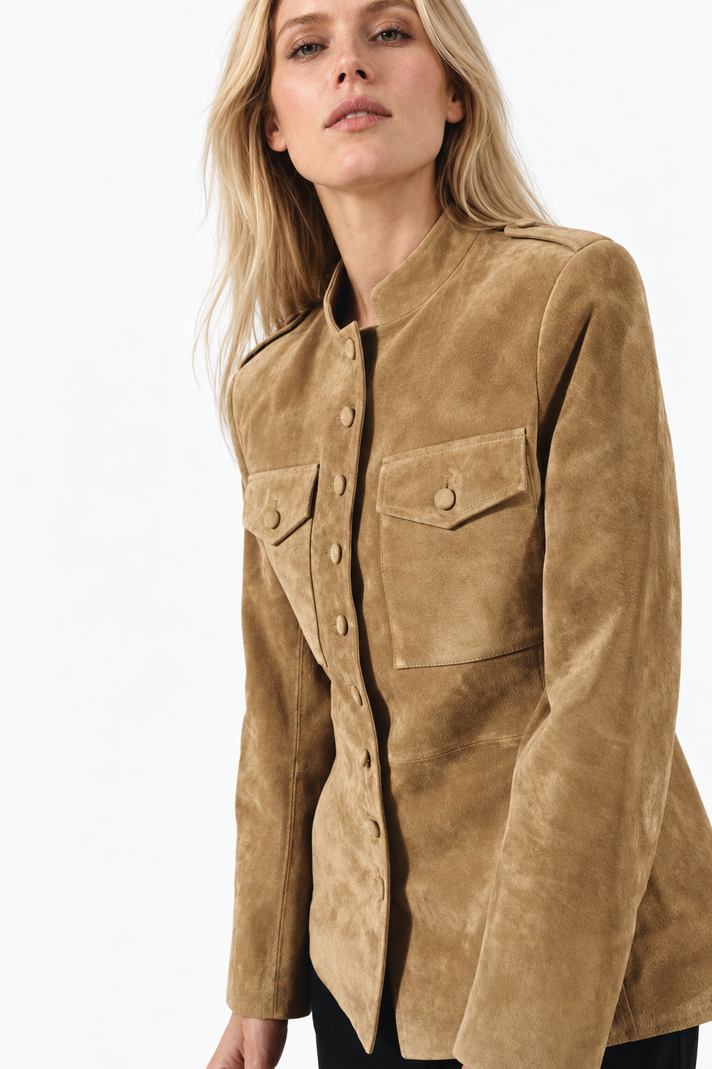 Banbury Military Suede Jacket in Camel
