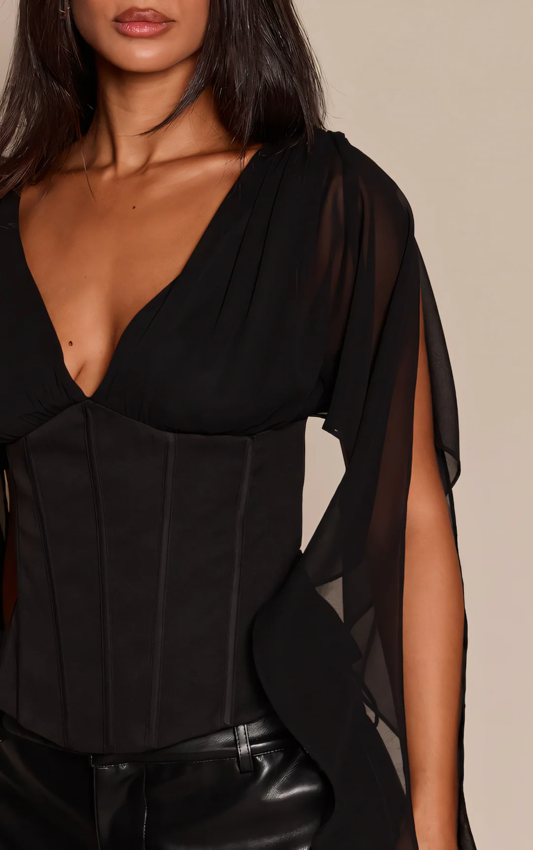 Delphine Chiffon Drape Corset Top