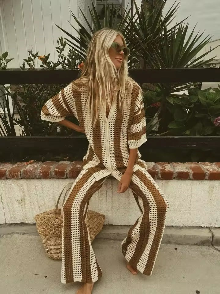 Camara Striped Crochet Co-Ord Set