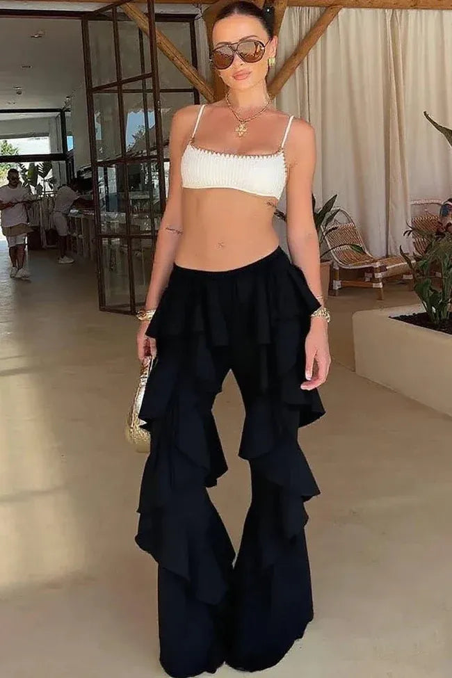 Kendall Sheer Mesh Ruffle Pants