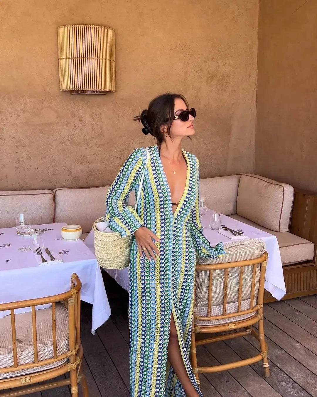 Marbelle Crochet Stripe Maxi Dress