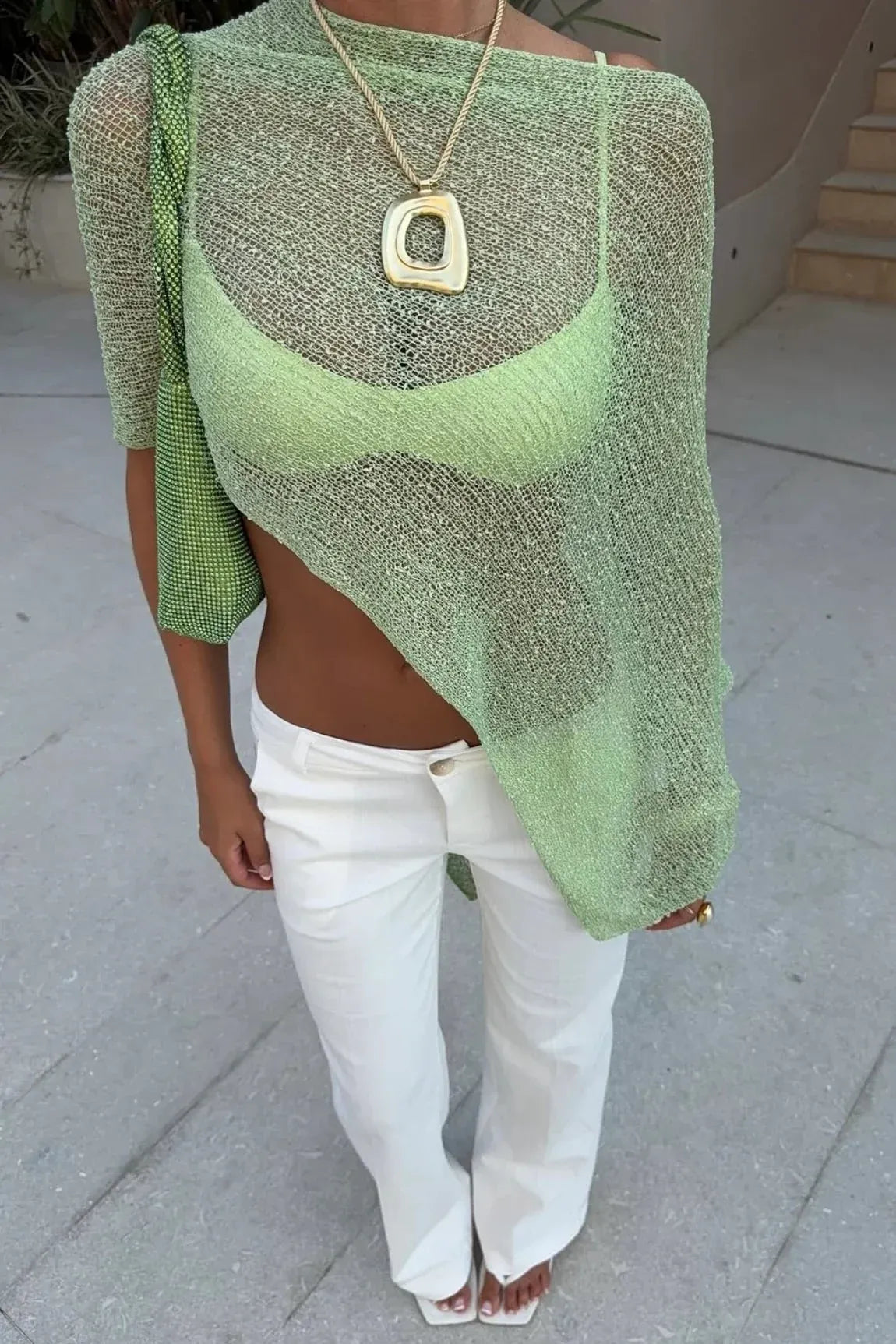 Kendall Open-Knit Batwing Cover-Up