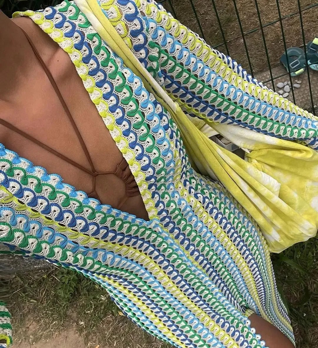 Marbelle Crochet Stripe Maxi Dress