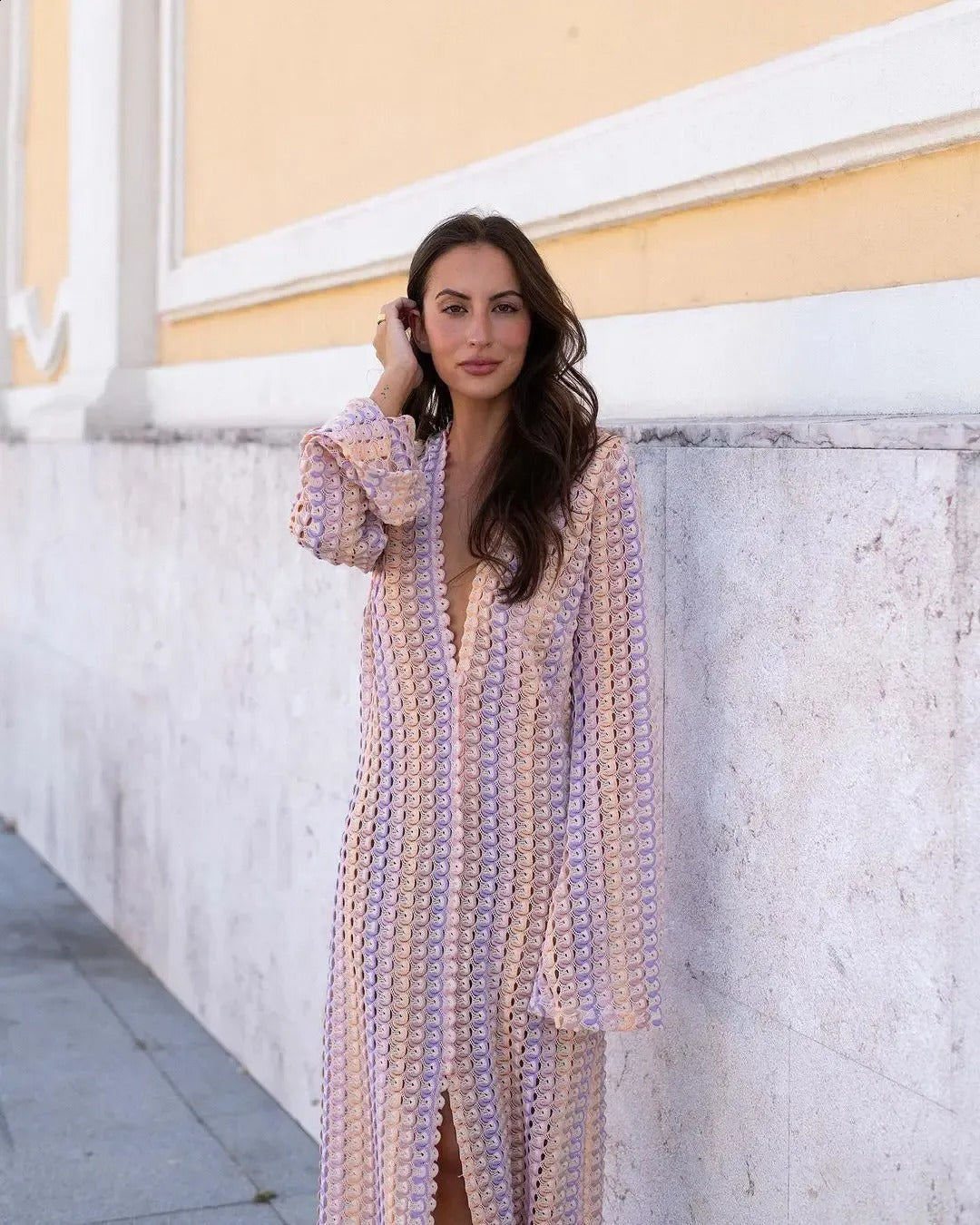 Marbelle Crochet Stripe Maxi Dress