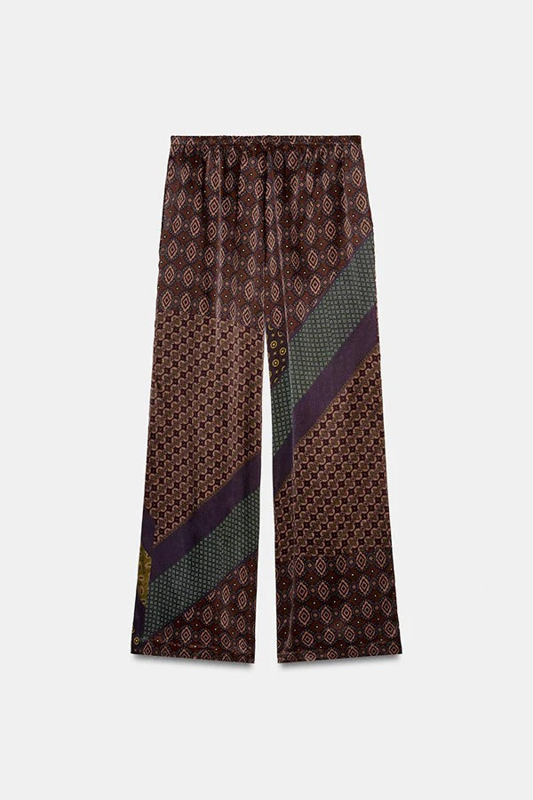 Vintage Century Pattern Print Satin Pants