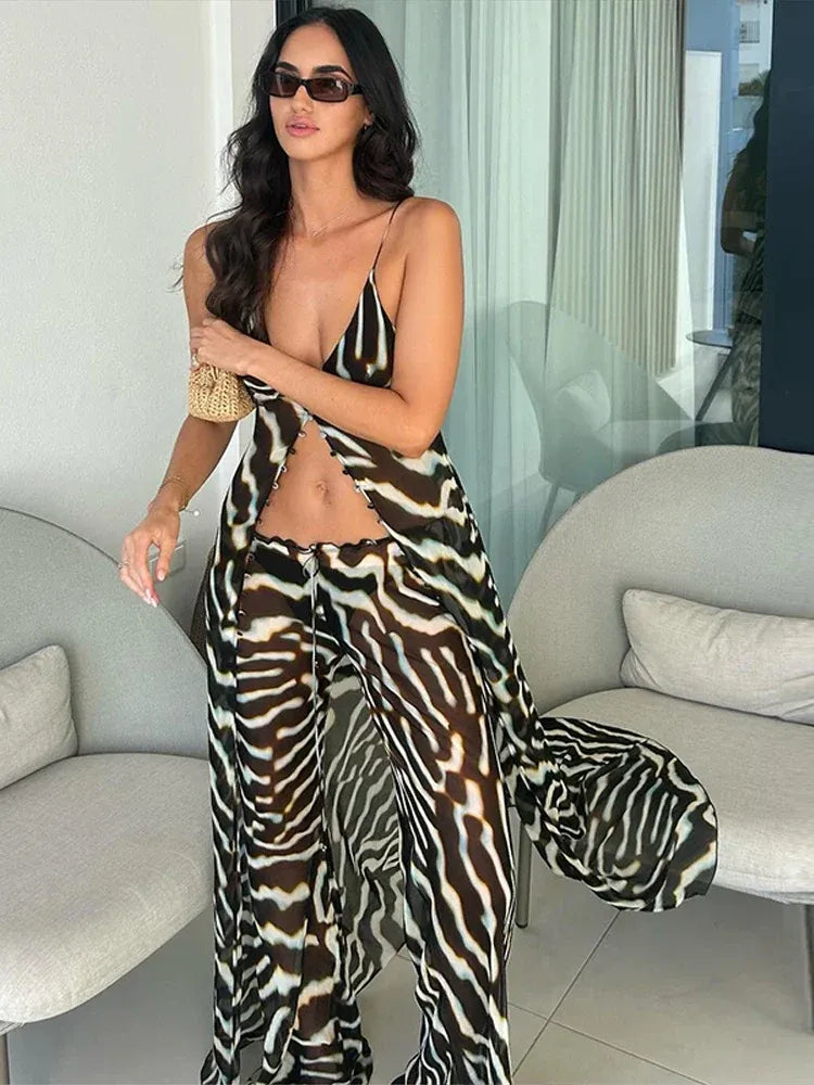 Camara Zebra Print Chiffon Co-Ord Set