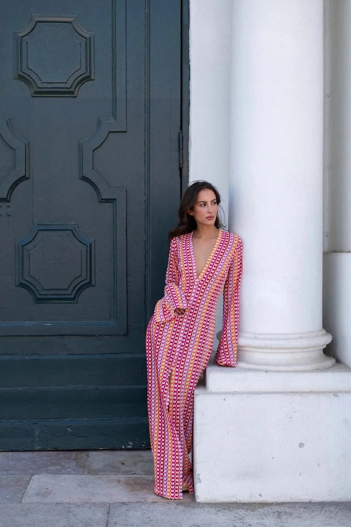 Marbelle Crochet Stripe Maxi Dress