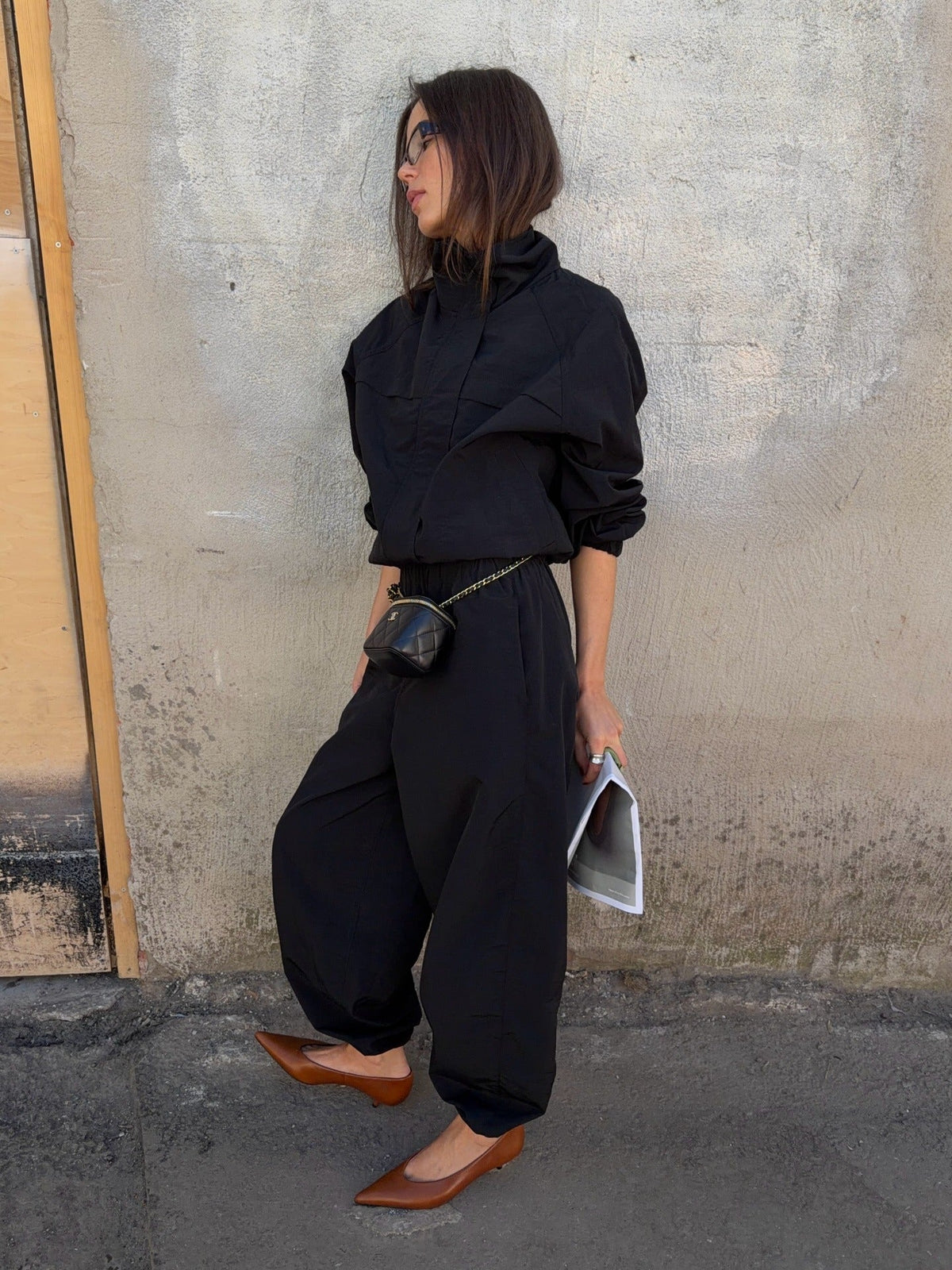 Diana Tricot Funnel Neck Windbreaker Jacket