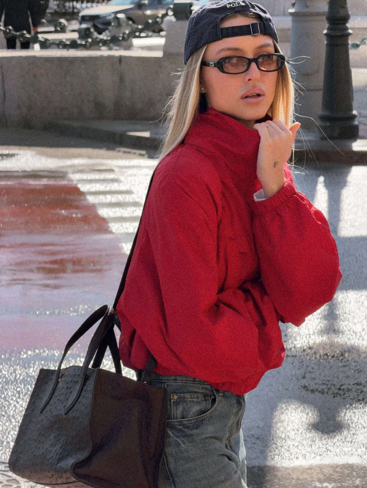 Diana Tricot Funnel Neck Windbreaker Jacket