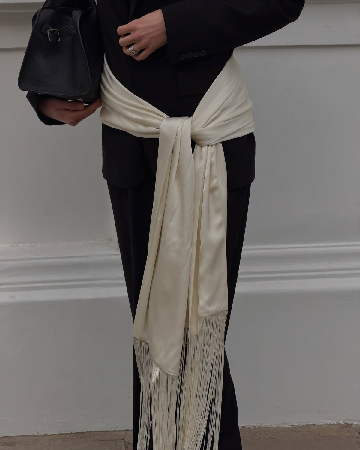 Margaux Fringe Tassel Satin Scarf Belt