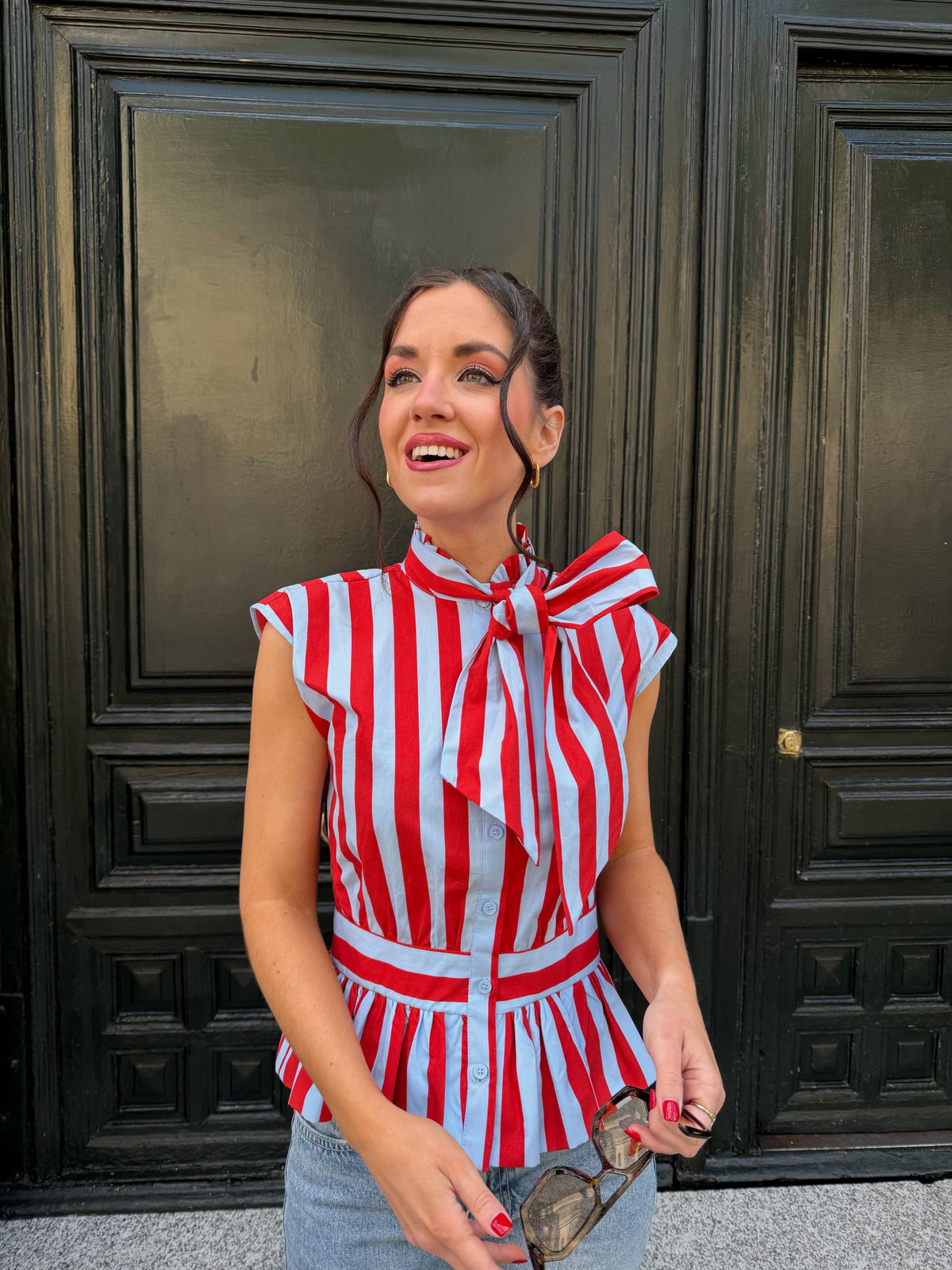 Carnival Striped Bow Blouse