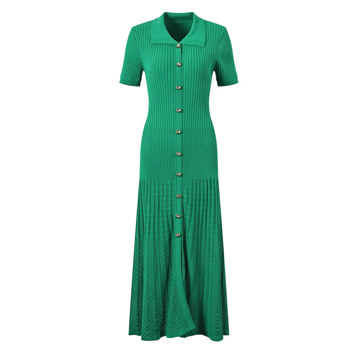 Riviera Ribbed Knit Polo Maxi Dress