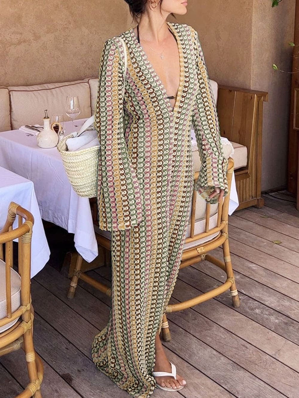 Marbelle Crochet Stripe Maxi Dress