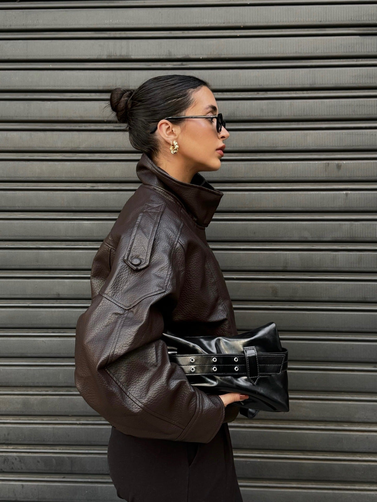 Verona High-Neck Leather Jacket