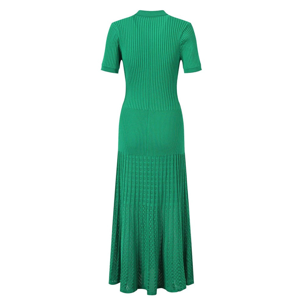 Riviera Ribbed Knit Polo Maxi Dress