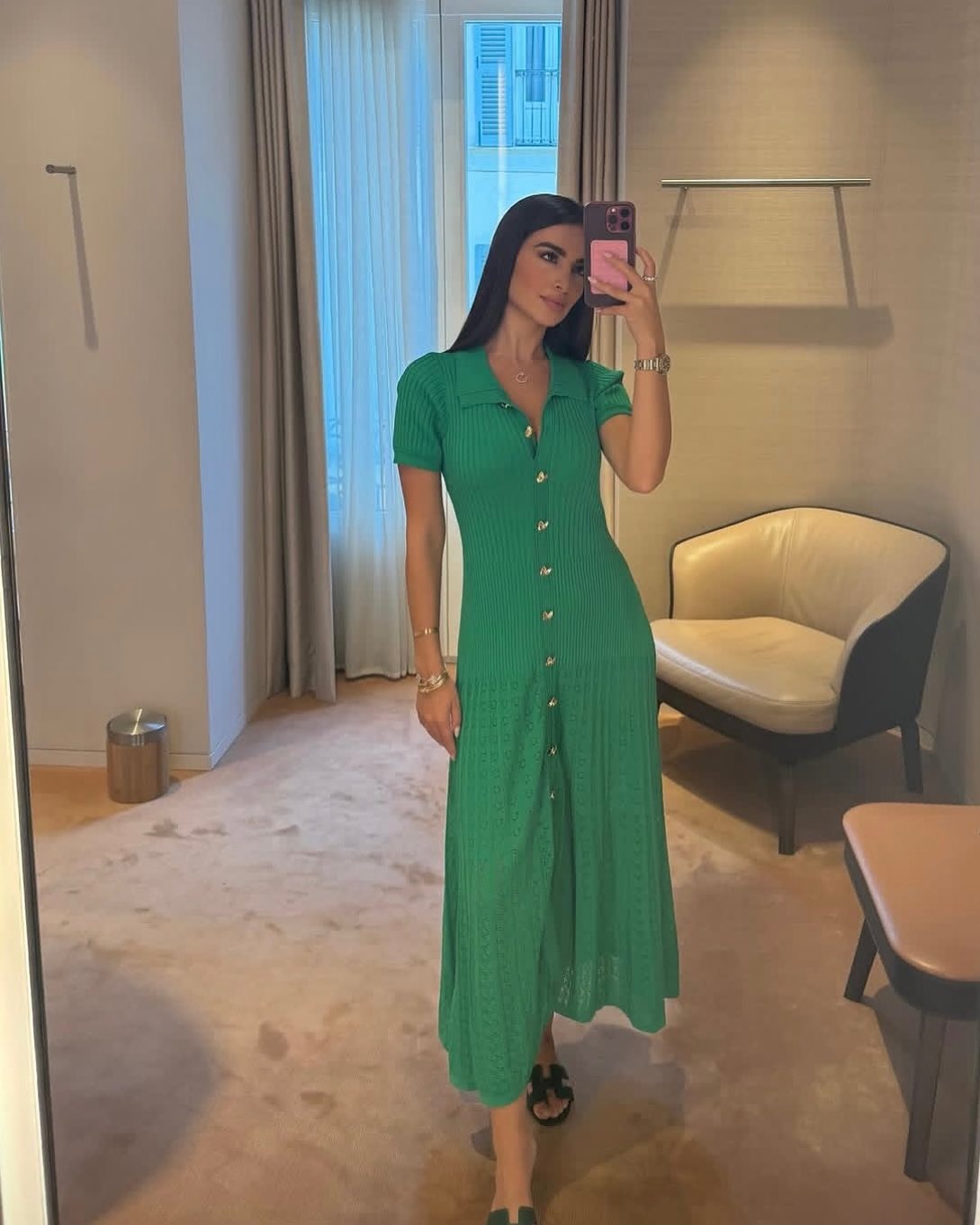 Riviera Ribbed Knit Polo Maxi Dress