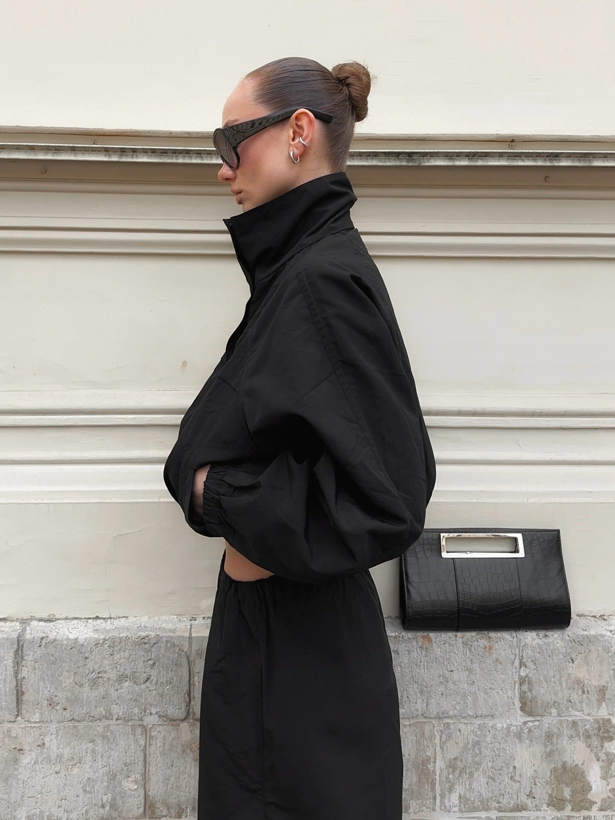 Diana Tricot Funnel Neck Windbreaker Jacket
