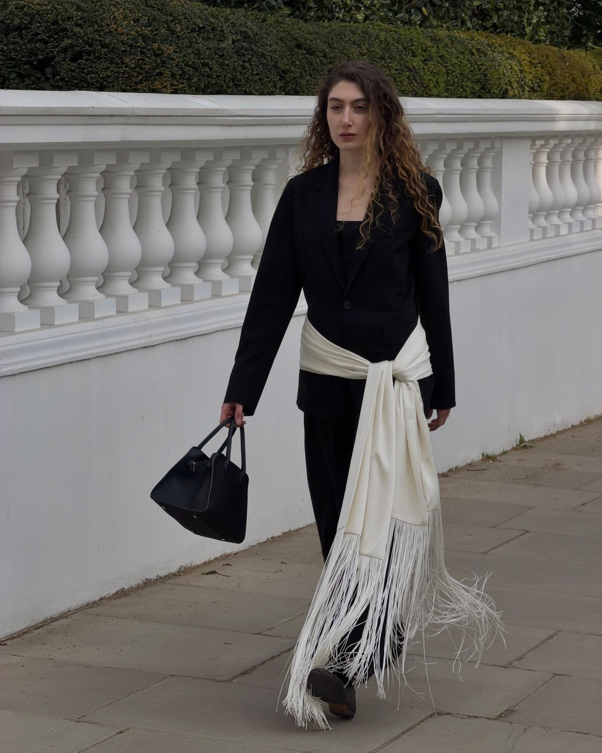 Margaux Fringe Tassel Satin Scarf Belt