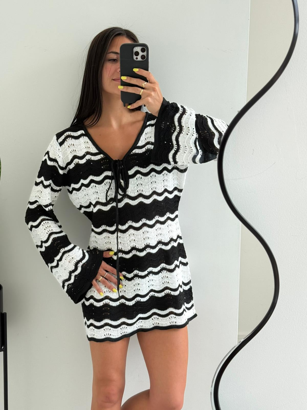 Camara Crochet Contrast Mini Dress